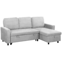 HOMCOM L Sofa Bed, with Storage - Light Grey(m-11)