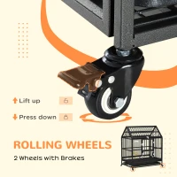 PawHut 43" Heavy Duty Dog Crate on Wheels, with Removable Tray, Openable Top(m-5)