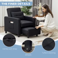 HOMCOM Linen-Look Single Chair Bed - Black(m-7)