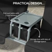 Outsunny 2 Seater Garden Swing Chair Patio Rocking Bench w/ Tilting Canopy, Double Padded Seats, Storage Bag and Tray, Black(m-5)