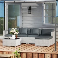 Outsunny 6 Pieces Rattan Corner Sofa Set - Mixed Grey(m-2)