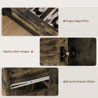 HOMCOM Sideboard, Industrial Storage Cabinet with Doors, Drawer, Cupboard and Adjustable Shelves for Living Room, Dining Room, Hallway, Rustic Brown(m-7)