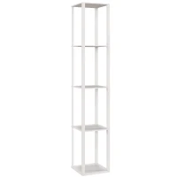 HOMCOM RGB LED Floor Lamp with Shelves, Modern Dimmable Standing Lamp with Remote Control, Adjustable Brightness & Speed for Living Room, Bedroom, Office, White(m-1)