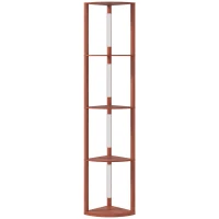 HOMCOM Corner Floor Lamp for Living Room Bedroom with Dimmable Warm White LED Light, Modern Tall Standing Lamp, Brown(m-1)
