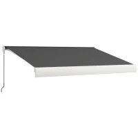 Outsunny 4 x 3(m) Electric Retractable Awning with Remote Controller, Aluminium Frame Sun Canopies for Patio Door Window(m-10)