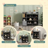AIYAPLAY Toy Storage Unit with 8 Removable Bins, Storage Shelves, Cabinet, Grey(m-7)