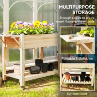 Outsunny 46 x 94cm Wooden Raised Planter, with Shelves - Natural Finish(m-4)