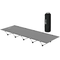 Outsunny Lightweight Camping Bed, Aluminium Portable Camp Cot w/ Strong Support 150kg and Carry Bag for Camping, Dark Grey(m-10)