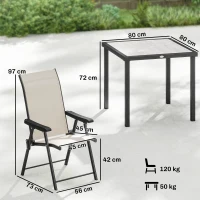 Outsunny 5 Pieces Outdoor Dining Set, Garden Dining Set for 4 with Square Table and Folding Chairs, Brown(m-3)