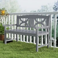 Outsunny 2-Seater Wooden Garden Bench Outdoor Patio Loveseat for Porch, Grey(m-7)