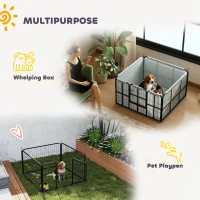 PawHut Steel Dog Whelping Box with Washable Whelping Pad, Wind-Resistant Cloth, for Small, Medium Dogs, 102 x 102 x 60cm(m-4)