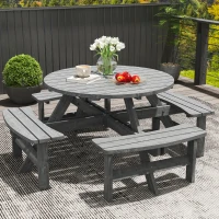 Outsunny 8-Seater Wooden Picnic Set-Fir Wood(m-8)
