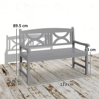 Outsunny 2-Seater Wooden Garden Bench Outdoor Patio Loveseat for Porch, Grey(m-3)