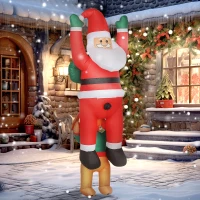 Outsunny 7FT Hanging Christmas Inflatable Santa with Dog, Christmas Blow Up Decoration with Built-in LED Lights for Garden, Indoor Outdoor Home Decor(m-2)