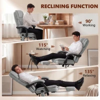 HOMCOM Office Chair with 6-Point Vibration Massage and Heat, Executive Computer Desk Chair with High Back, Reclining, Grey(m-8)