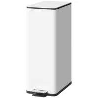 HOMCOM Mülleimer 20L, Soft-Close-Deckel, Deodorant-Fach, Fingerabdrucksicher, Edelstahl, Weiß(m-10)