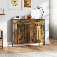 HOMCOM 93 x 119cm Rustic-Look Radiator Cover - Brown/Black(m-2)