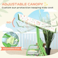 AIYAPLAY Kids Garden Swing Chair with Adjustable Canopy, Safety Belt, 2 Seater Hammock Swing Bench for Patio, Porch, Green(m-5)