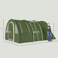 Outsunny 5-6 Man Camping Tent with 2 Room, Floor and Carry Bag - Green(m-3)