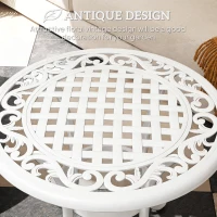 Outsunny 60 cm Round Garden Table, Cast Aluminium Outdoor Patio Table, White(m-4)