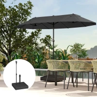 Outsunny Garden Parasol Base with Adjustable Wheels and Handle, Garden Sun Umbrella Base Parasol Stand, Filled Up to 55kg with Stand, 45kg with Water for 35, 38, 48 mm Poles, Black(m-9)
