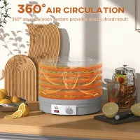 HOMCOM 5 Tier Food Dehydrator, 245W Food Dryer Machine with Adjustable Temperature Control for Drying Fruit, Meat, Vegetable, Jerky and Pet Treat, Grey(m-6)
