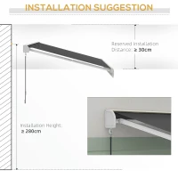 Outsunny 2.5 x 3m Electric Cassette Awning, with Remote - Grey(m-8)