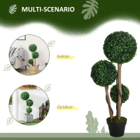 HOMCOM Decorative Artificial Tree Boxwood Ball Topiary Tree in Pot, Fake Plant for Home Indoor Outdoor Decor, 90 cm, Dark Green(m-5)