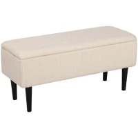 HOMCOM 57L Teddy Fleece Storage Ottoman - Cream(m-1)