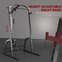 SPORTNOW Power Cage Power Rack with 15-Level Squat Rack, Cable Pulley System, Lat Pulldown & Pull Up Bar(m-6)