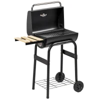 Outsunny Charcoal BBQ, with Thermometer, Shelves and Wheels(m-11)