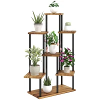 Outsunny Seven Wooden Shelf Plant Stand(m-10)
