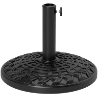 Outsunny 12kg Garden Parasol Base, Round Resin Garden Umbrella Base, Heavy Duty Parasol Stand for 38mm or 48mm Outdoor Umbrella Poles, Black(m-1)