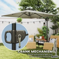 Outsunny Cantilever Parasol with Weighted Base Double Top Garden Parasol Square Hanging Patio Umbrella with Crank Tilt Light Grey(m-7)