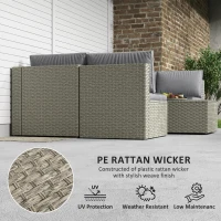 Outsunny Seven-Piece Modular Rattan Set - Light Brown(m-5)