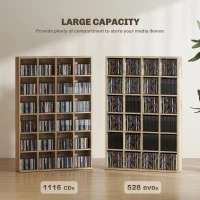 HOMCOM CD Storage Unit with Adjustable Shelves, 89 x 130.5 cm, Nature Wood Finish(m-4)