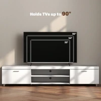 HOMCOM Modern TV unit Cabinet Entertainment Centre for TVs up to 90" w/ Cabinet Shelf for Living room Bedroom White(m-8)