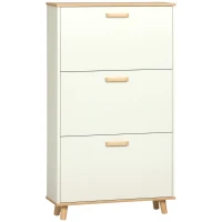 HOMCOM Narrow Shoe Cabinet, Slim Shoe Storage Cabinet with 3 Flip Drawers and Adjustable Shelves, 12 Pair of Shoes Organizer for Hallway, Entryway, Cream White(m-10)