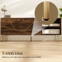 HOMCOM TV Stand Cabinet for up to 60 Inch TV, Modern 130cm TV Unit with Adjustable Shelves and Hairpin Legs, Double Door TV Cabinet for Living Room, Bedroom, Brown(m-7)