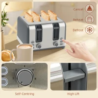 HOMCOM Stainless Steel Panel Kettle and Toaster Set - Grey(m-8)