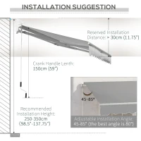 Outsunny Awning Canopy Manual Retractable Porch Sun Shade Shelter 3 x 2m Light Grey(m-8)