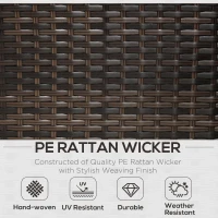 Outsunny 3 Pieces Rattan Garden Furniture Sofa Set, 4 Seater Garden Corner Sofa with 5-Level Reclining Sun Lounger and Storage Coffee Table, Outdoor Furniture Conservatory Set with Cushions, Brown(m-4)