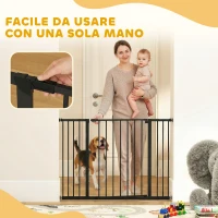 PawHut Cancelletto per Cani Estensibile con Viti e Ampia Apertura, in Metallo e Plastica, 76-107x76 cm, Nero(m-7)