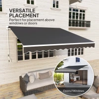 Outsunny 3 x 2.5m Garden Patio Manual Awning, Retractable Canopy Sun Shade Shelter with Fittings and Crank Handle, Black(m-5)