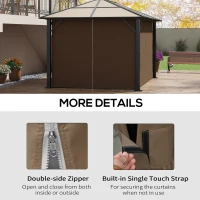 Outsunny 4 Pack Replacement Gazebo Curtains Privacy Panel for Most 3 x 4m Gazebo Canopy Pavillion Outdoor Shelter Sidewalls Accessories Dark Brown(m-5)