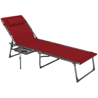 Outsunny Five-Position Reclining Sun Lounger - Red(m-1)