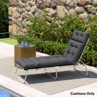 Outsunny Sun Lounger Cushion Only, 190 x 56 x 10 cm Garden Lounge Chair Cushion, UPF20+ 220gsm Fabric, Thick Sunbed Replacement Pad with 6 Ties, Dark Grey(m-8)