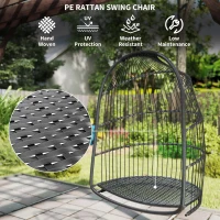 Outsunny Hanging Egg Chair, Foldable Rattan Garden Swing Chair with Installation Kit, Thickened Cushion and Headrest, Indoor Outdoor Hanging Egg Basket Seat for Patio, Porch, Dark Grey(m-5)