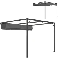 Outsunny 3 x 3 m Pergola, with Sliding Canopy - Grey(m-11)