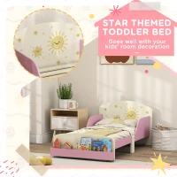 AIYAPLAY Toddler Bed with Storage, Guardrails, Sun Design, for Ages 3-8 Years, Fits 140 x 70cm Mattress,(m-5)